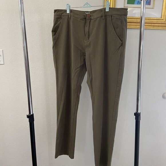 Mugsy Olives Chino Pants Mens 40/31 Green Stretch Slim Preppy School Casual Read - Picture 8 of 10